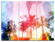 "Retro Palm Trees Long View" Painting Metal Wall Art, 3 Panels, 36"x28"