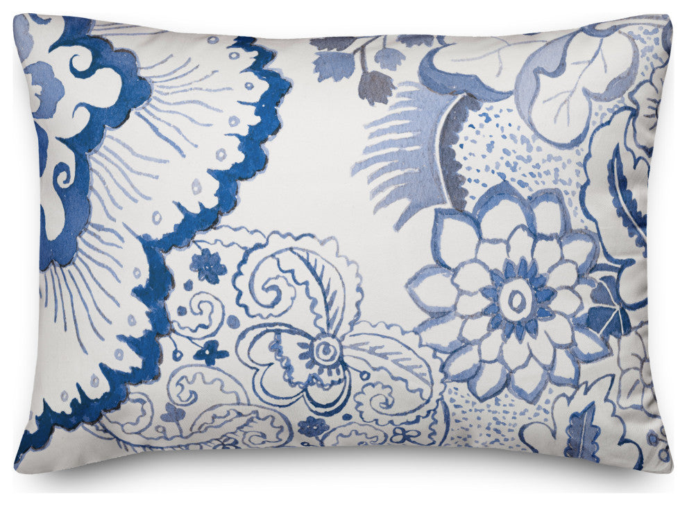 Blue Paisley Pattern 14x20 Spun Poly Pillow