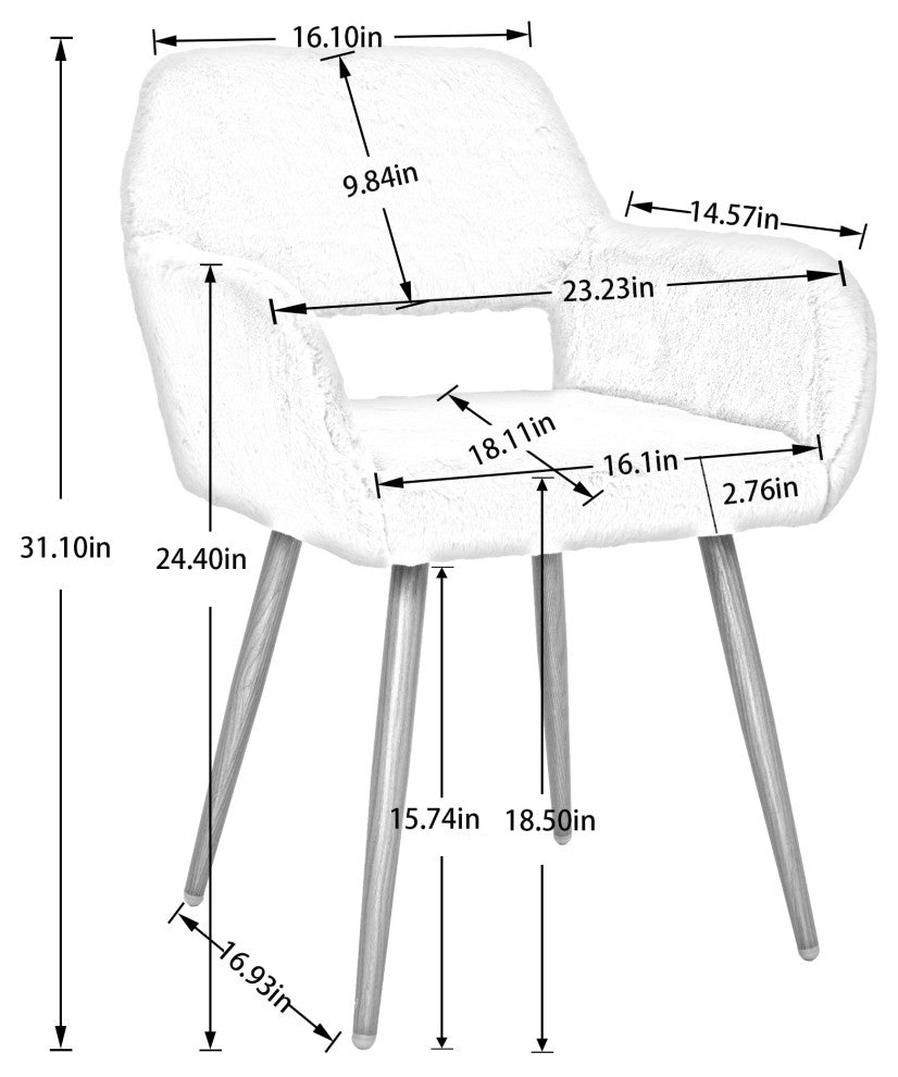 Dining Chairs With Faux Fur, Mid Century Side Chairs With Solid Steel Leg