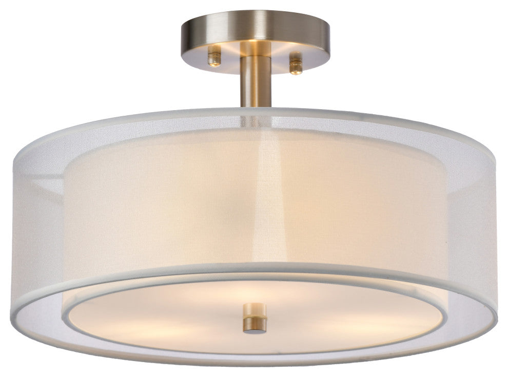 Lazzur Rhine 3 Light 15" Satin Nickel Semi-Flush Mount Ceiling Light