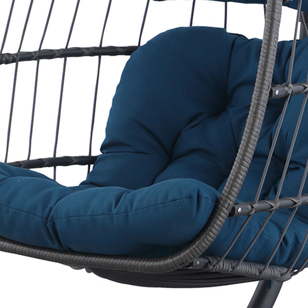 Outdoor Patio Wicker Swing Chair Hanging With Cushion