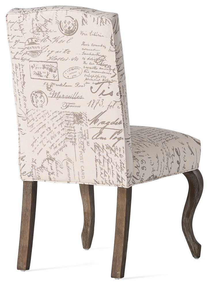 GDF Studio Crown Back French Script Beige Fabric Dining Chairs, Set of 2