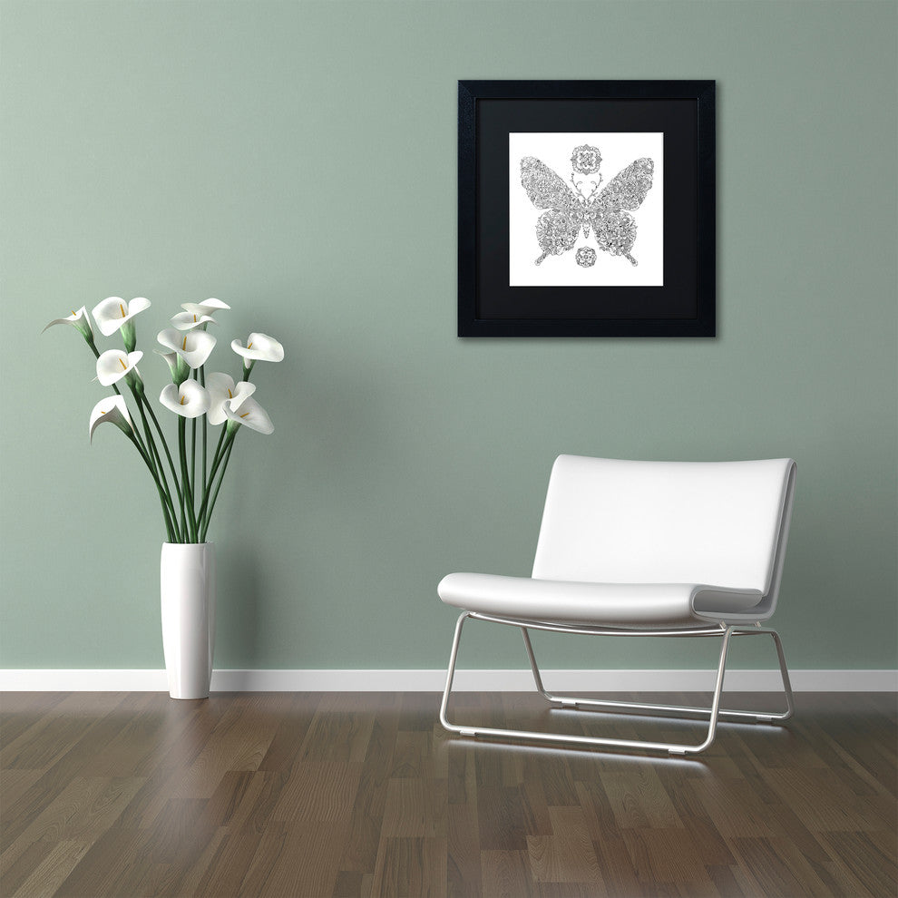Filippo Cardu ''Butterfly Princess'' Art, Black Frame, Black Mat, 11x11