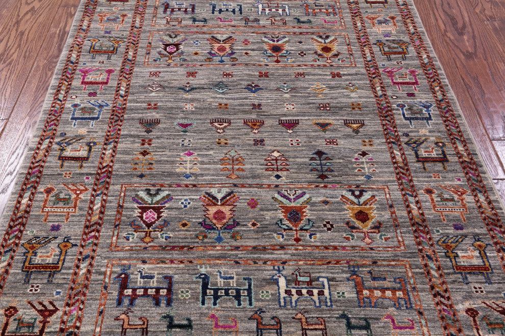 Tribal Persian Gabbeh Handmade Wool Rug 3' 5" X 5' 0" - Q13837