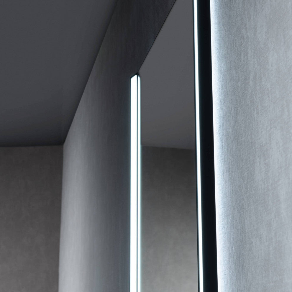 LED Antifog Bathroom Mirror, Dimmer, Adjustable Color, Matte Black, 20x32