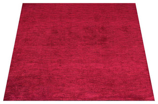 Hand Knotted Loom Silk Area Rug Solid Dark Red