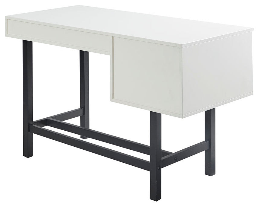 Madison Park Kirtley Modern Industrial Wood Office Writing Desk, White