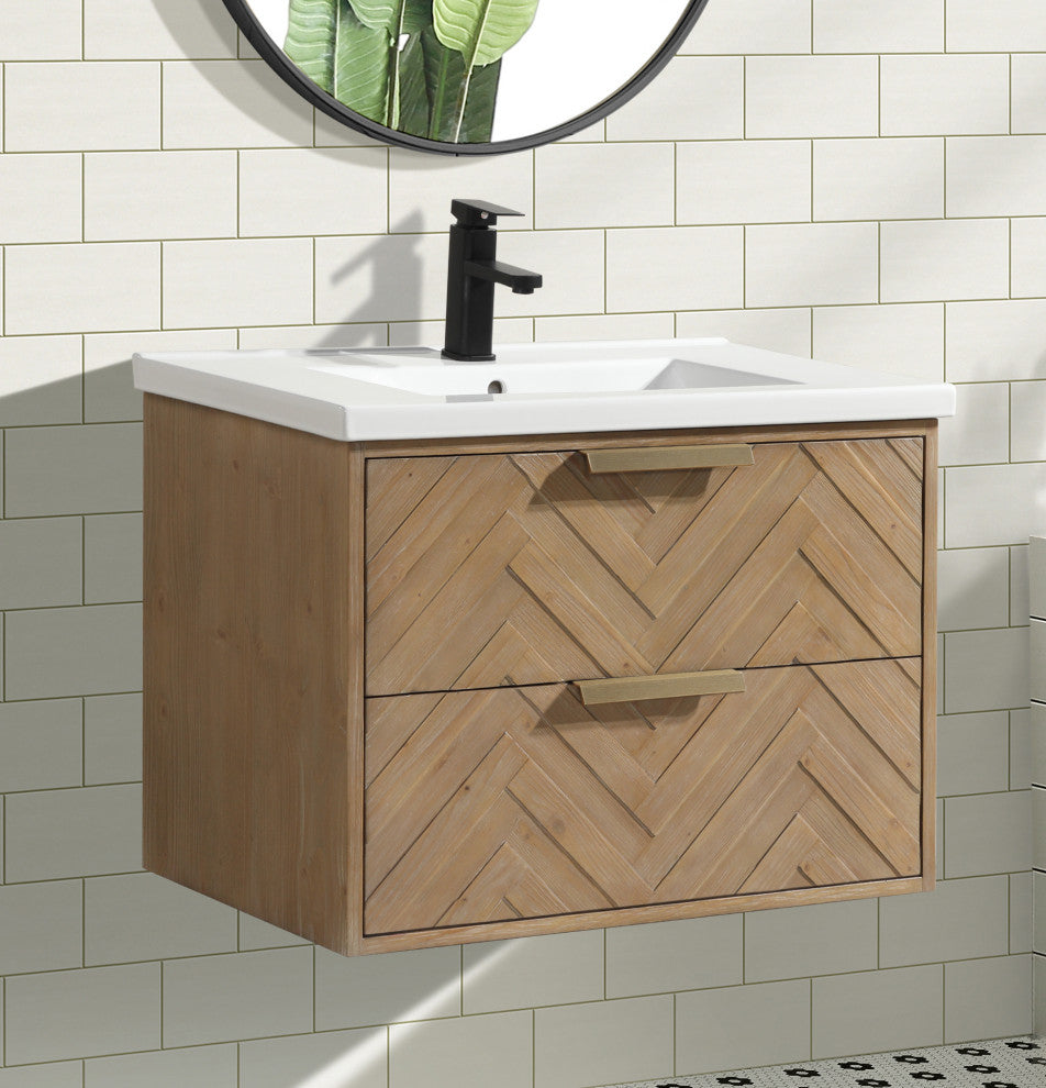 Ari Kitchen & Bath Carlsbad 30" Floating Bathroom Vanity Weathered Fir