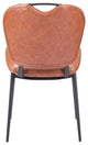 Dining Chair, Set of 2, Faux Vinyl Leather, Steel, Vintage Brown, Black, Cafe