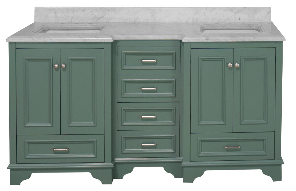 Nantucket 72" Double Bath Vanity, Sage Green, Carrara Marble