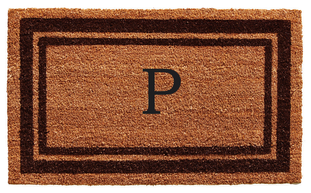 Brown Border 18"x30" Monogram Doormat, Letter P