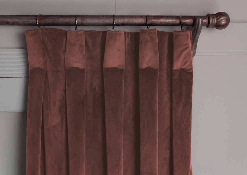 Milan Coral Blush, Luxurious Velvet, Drapery Panel, Pinch Pleat, 24 X 115"