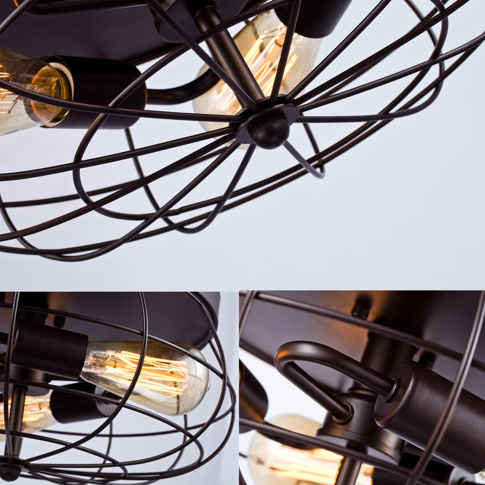 Oil Rubbed Bronze Flush Mount Ceiling Light, 3-Light