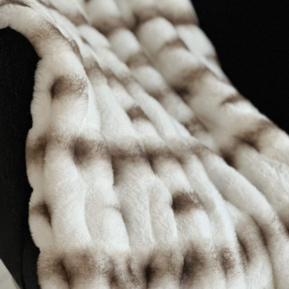 Plutus Creamy Fluffy Bunni Faux Fur Throw Blanket, 80"L x 110"W Full