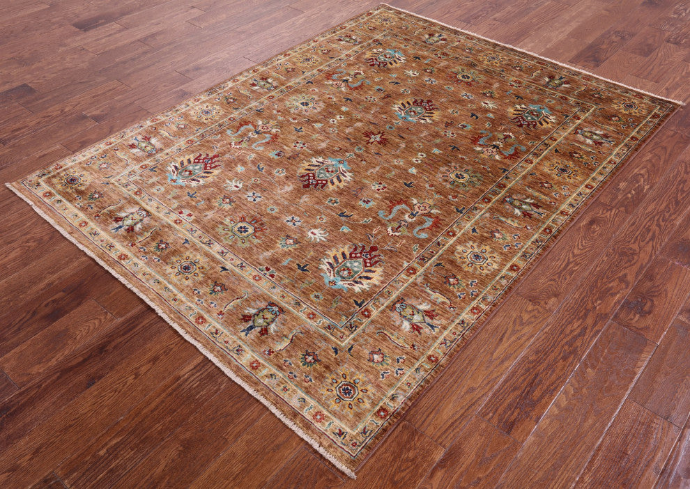 5' 1" X 6' 8" Handmade Persian Tabriz Wool Rug - Q12524