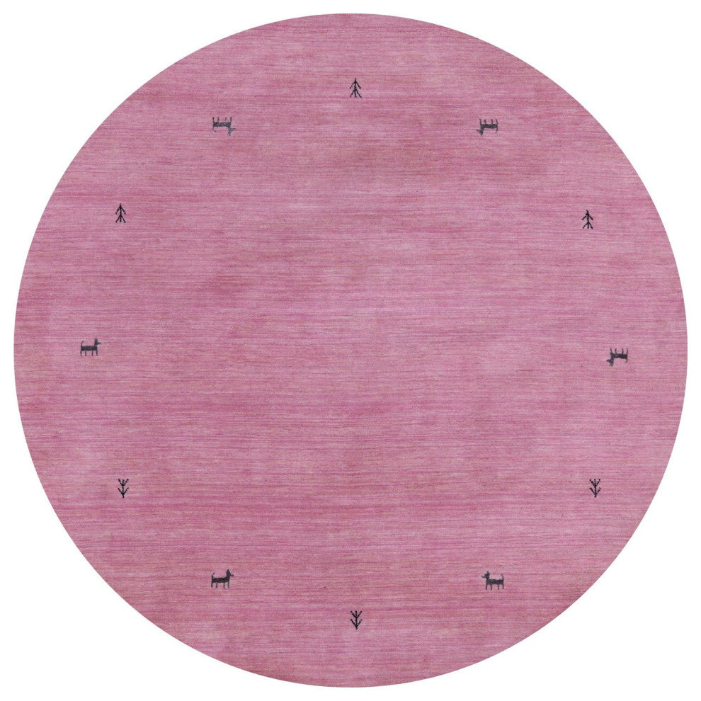 6' Round Persian Gabbeh Hand Knotted Wool Rug - Q15301