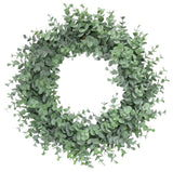 Full Frosted Green Artificial Eucalyptus Leaf Foliage Greenery Wreath 16"