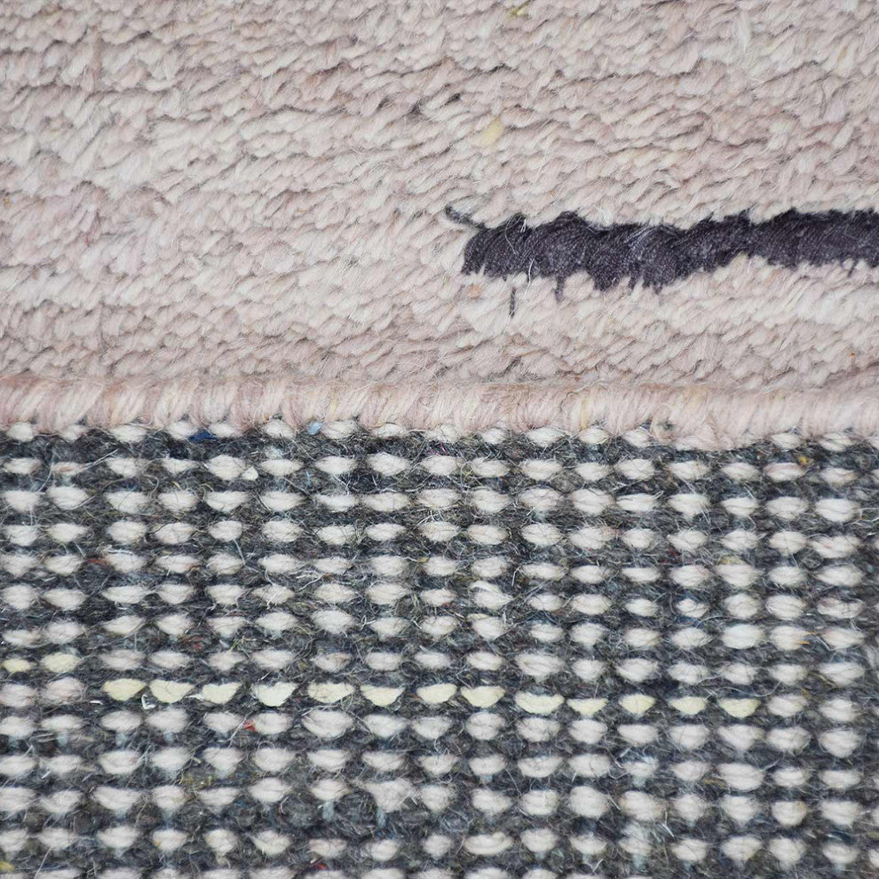 Hand Knotted Wool Area Rug Abstract Brown White