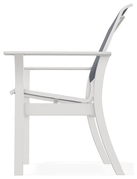 Leeward Sling Stackable Outdoor Dining Chair, Augustine Denim/Snow