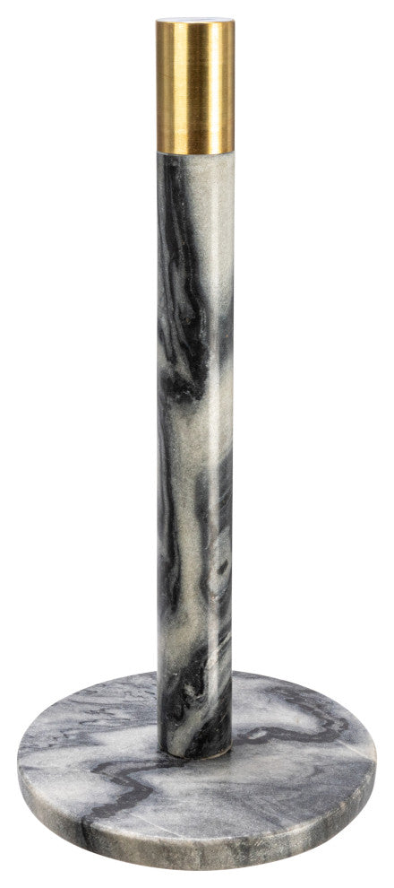 Marble Towel Holder With Brass Top, Grey