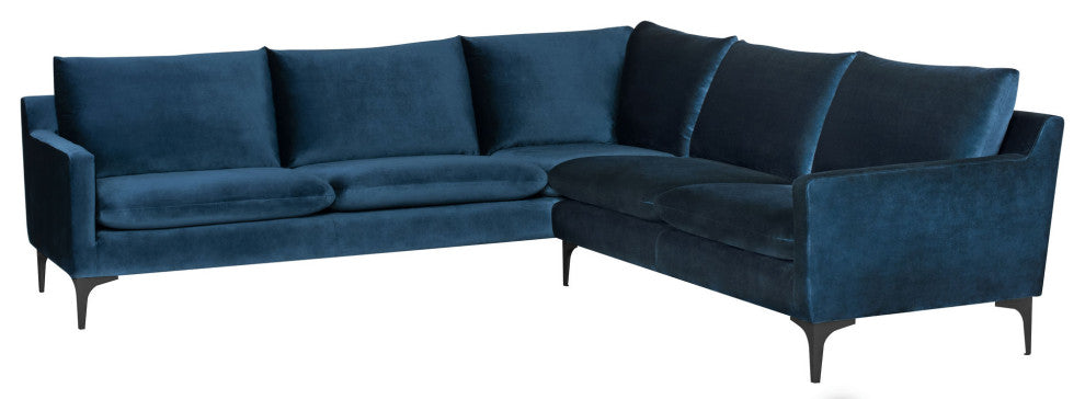 Anders Midnight Blue Fabric Sectional Sofa, HGSC677