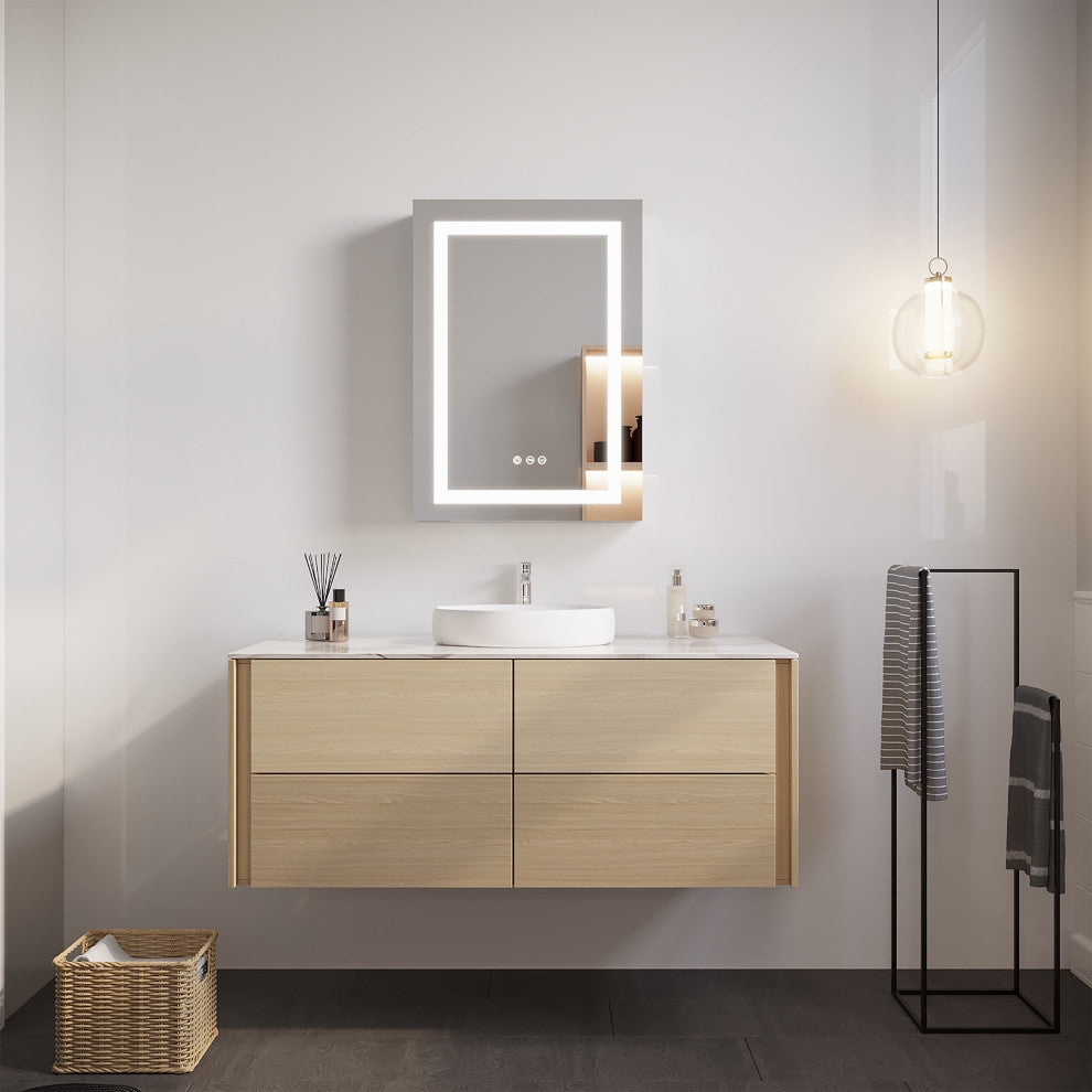 20" Surface/Recessed Mount Aluminum Medicine Cabinet with Mirror and LED Lights
