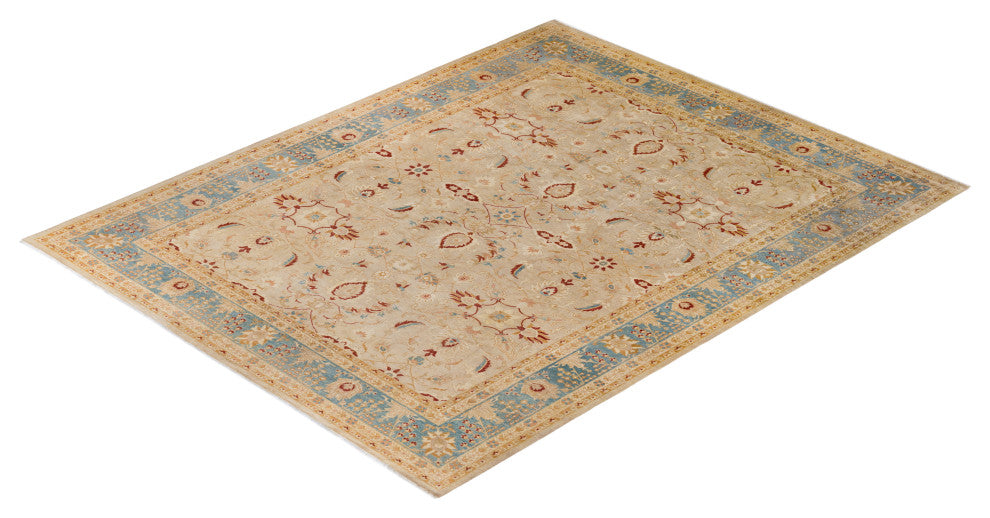 Ottoman, One-of-a-Kind Hand-Knotted Area Rug Beige, 9' 2" x 11' 6"