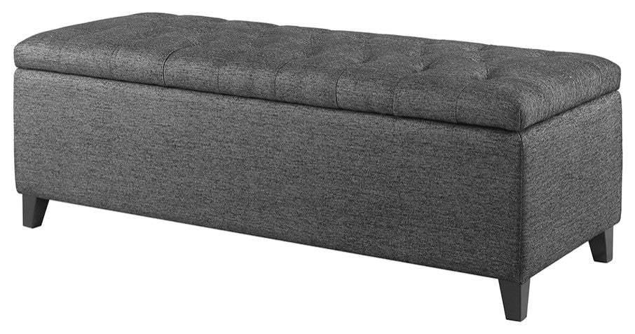 Madison Park Shandra Upholstered Soft Close Storage Bench, Charcoal Gray
