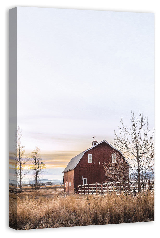 Rustic Barn Sunrise 24x36 Canvas Wall Art