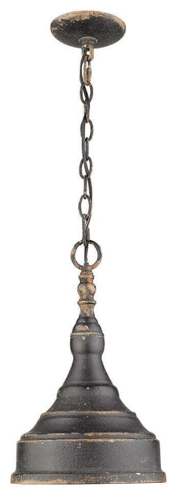 1 Light 9" Pendant, Antique Black Iron