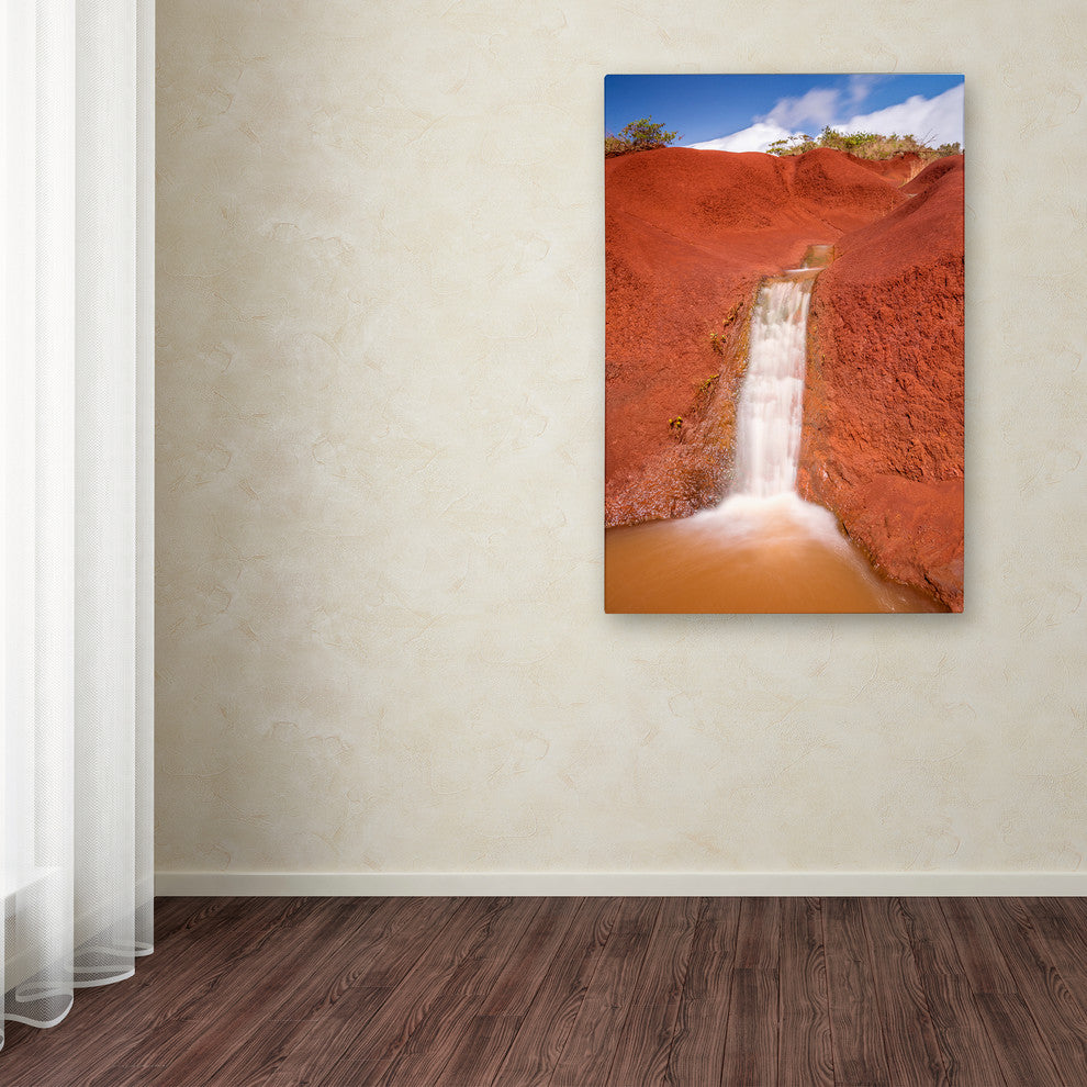 Pierre Leclerc ''Red Dirt Waterfall'' Canvas Art, 24x16