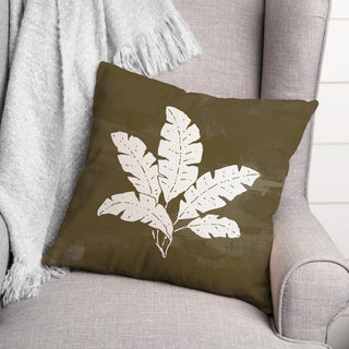 Leaf Texture on Ochre 18x18 Indoor/Outdoor Pillow
