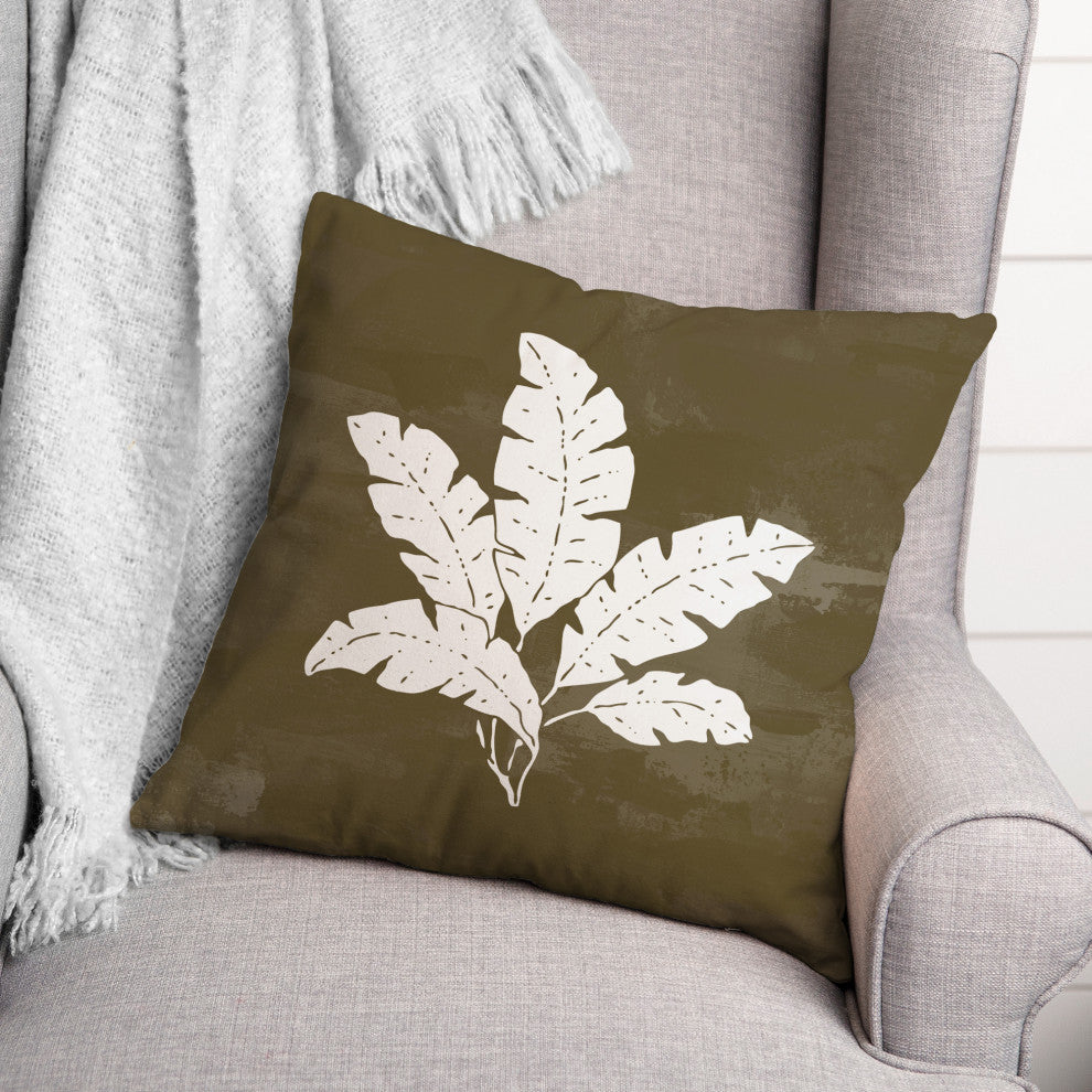 Leaf Texture on Ochre 18x18 Indoor/Outdoor Pillow