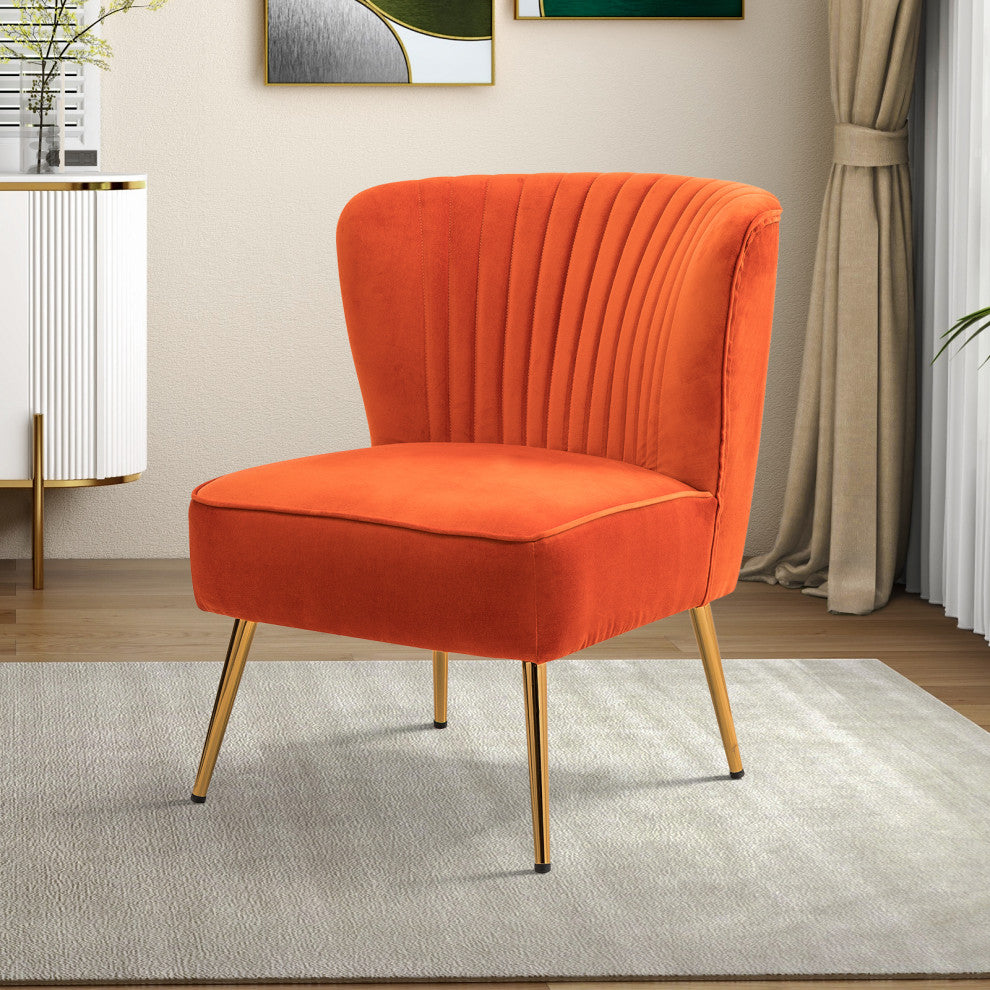 Velvet Accent Dining Chair, Orange