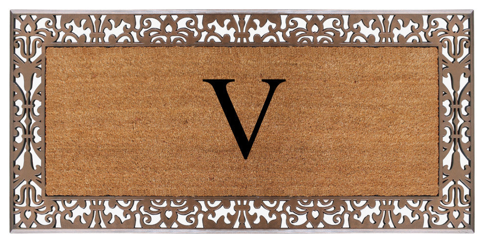 A1HC Rubber & Coir Paisley Large Outdoor Durable Monogrammed Doormat, 30" X 60",