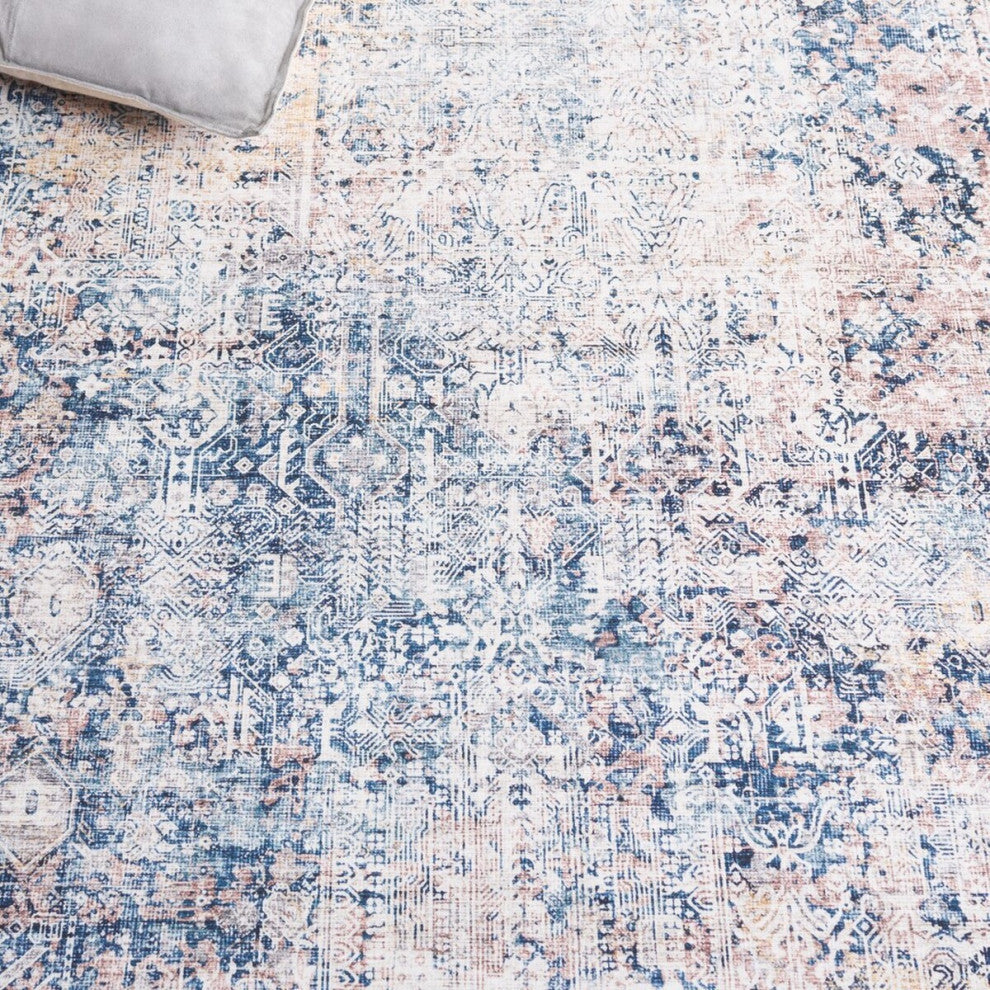 Safavieh Arizona Machine-Washable Collection ARZ539 Rug, Navy/Beige, 8'x10'