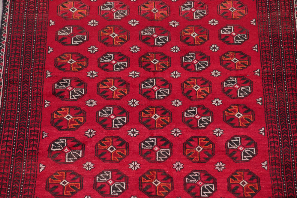 Consigned, Oriental Traditional Afghan Hand-Knotted Area Rug, Red, 3x6