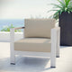 Silver Beige Shore Outdoor Patio Aluminum Armchair