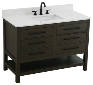 Home Living 48" Single Bathroom Vanity, Mocha Brown With Backsplash