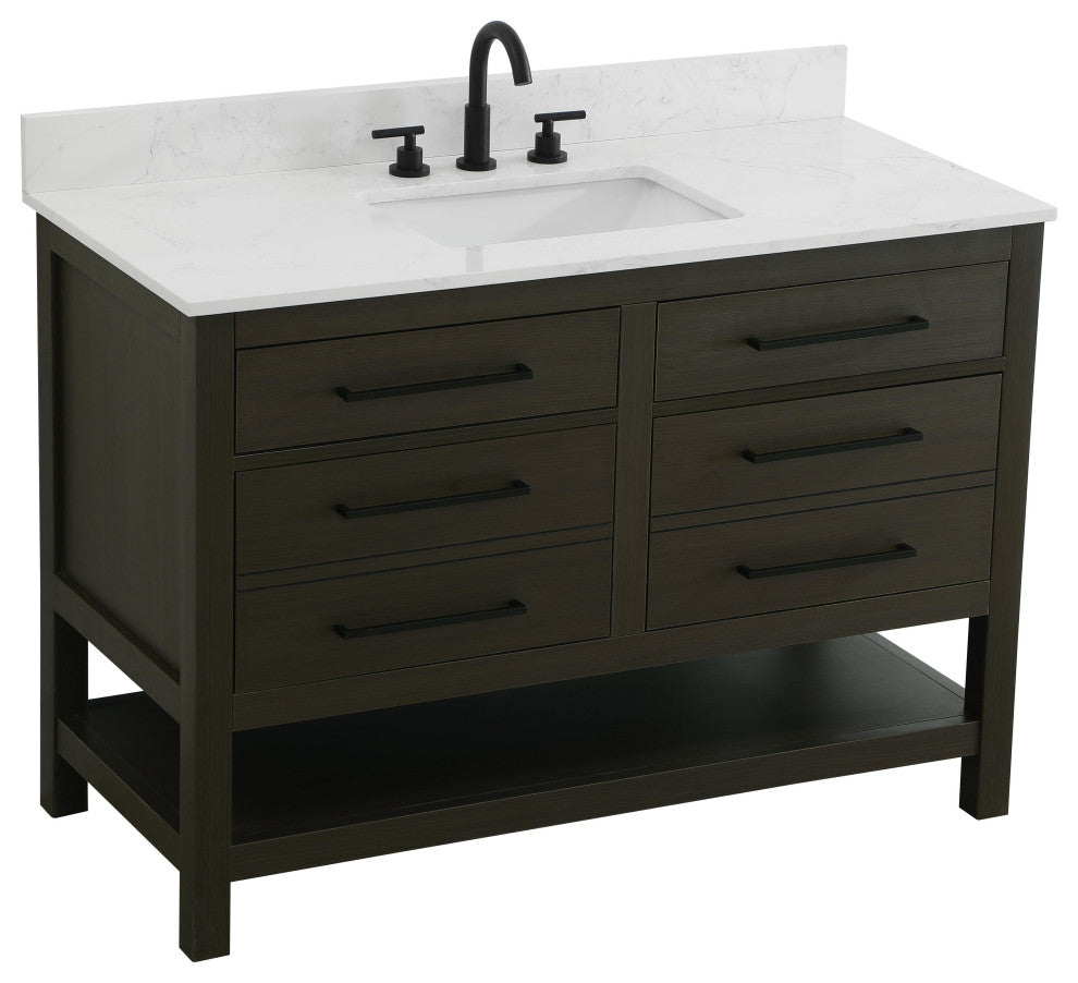 Home Living 48" Single Bathroom Vanity, Mocha Brown With Backsplash