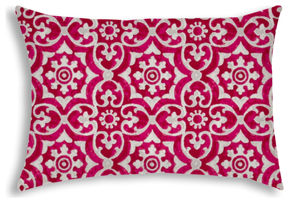 Pink Medallion Indoor Outdoor Sewn Lumbar Pillow