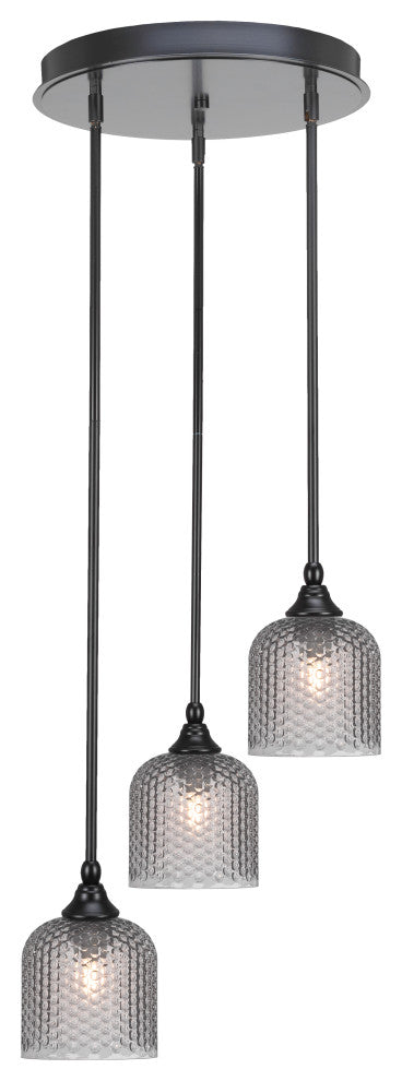 Empire 3-Light Cluster Pendalier, Matte Black/Smoke Textured