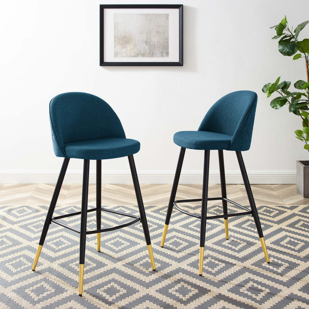Cordial Fabric Bar Stools Set of 2, Azure
