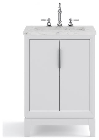 Elizabeth 24" Single Sink Carrara White Marble Vanity, Pure White