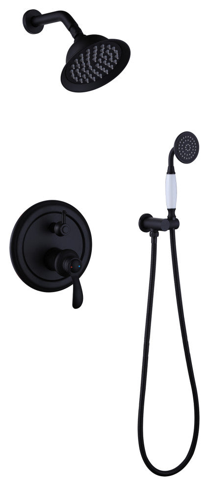 Wall Mounted Pressure Balance Shower System-Includes Rough-in Valve, Matte Black
