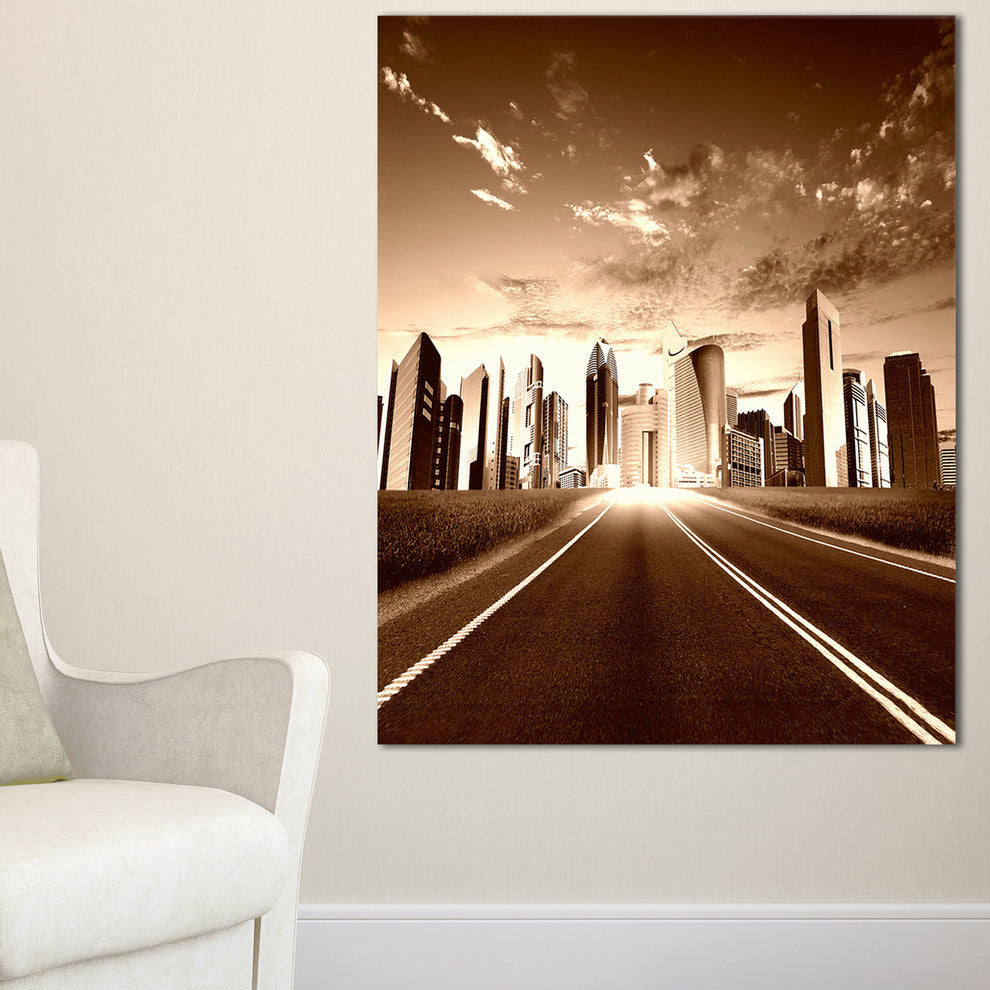 "Modern City and Road" Canvas Print