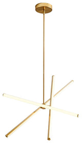 3-Light Modern Simple Led Tube Sputnik Chandelier, Brass