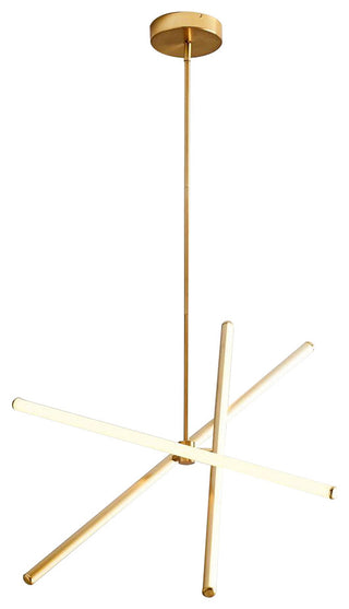 3-Light Modern Simple Led Tube Sputnik Chandelier, Brass