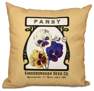 Pansy, Floral Print Pillow, Gold, 20"x20"