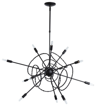 Olympus 12-Light Starburst Pendant, Black Finish, Standard Overall Height